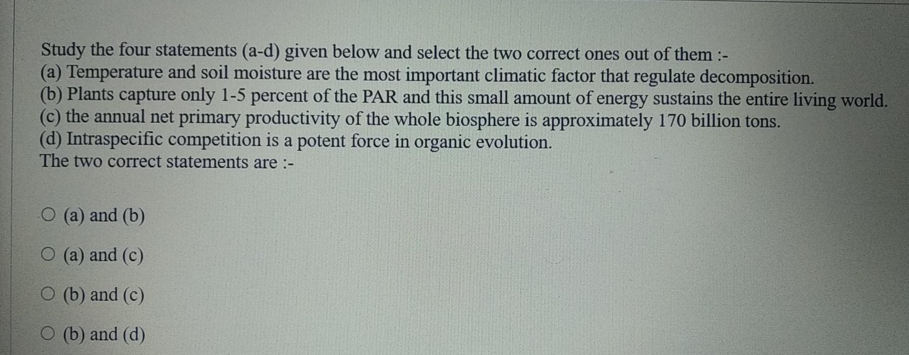 Solved Study The Four Statements (a-d) Given Below And | Chegg.com