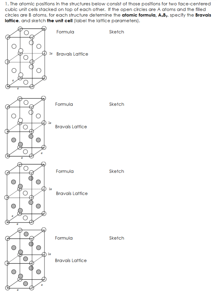 Solved 1. ﻿The atomic positions in the structures below | Chegg.com