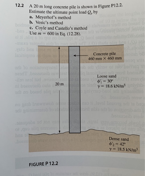 Solved A 20 m long concrete pile is shown in Figure P12.2.