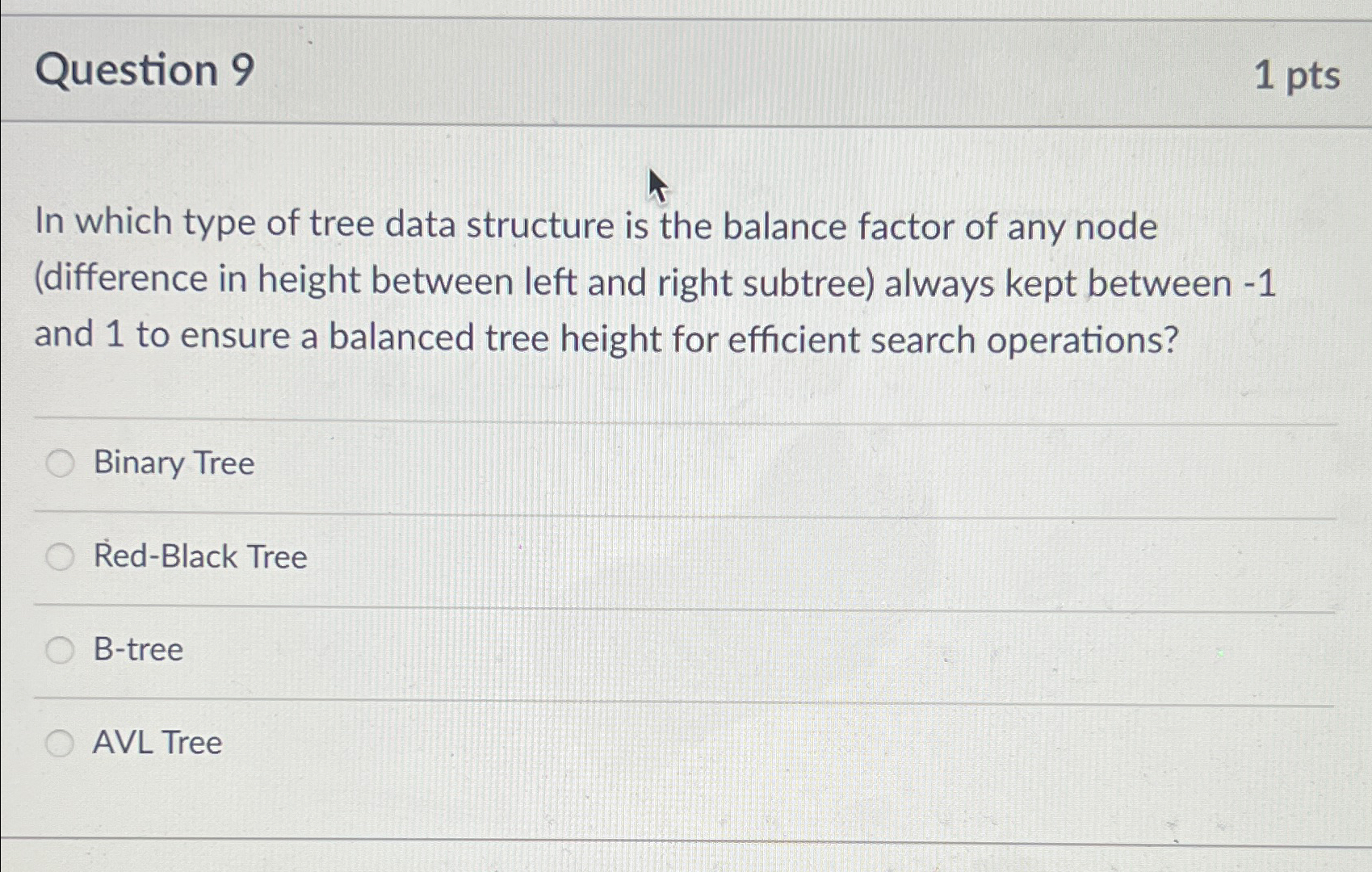 Solved Question 91ptsIn which type of tree data structure is | Chegg.com
