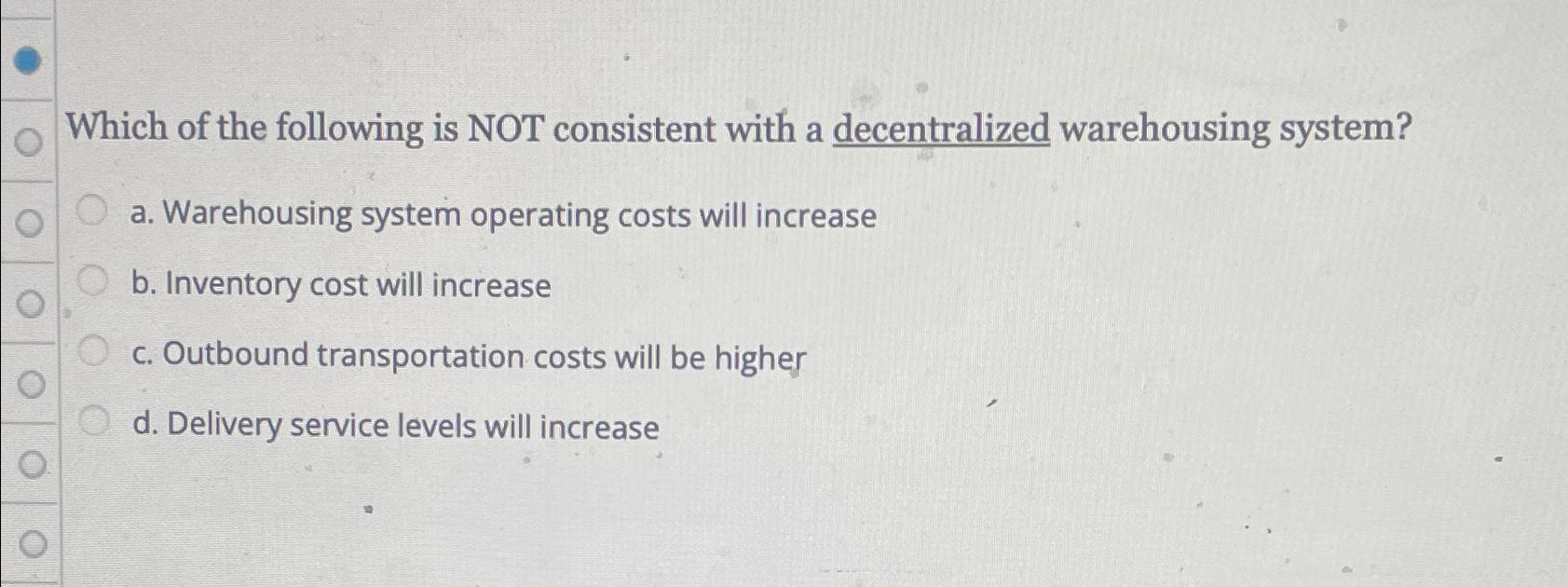 Solved Which of the following is NOT consistent with a