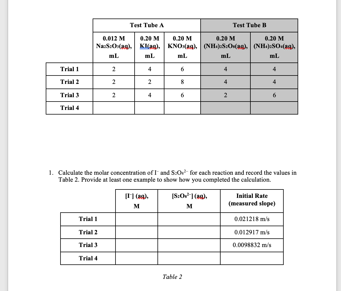 Solved 2I–(aq) + ﻿S2O82–(aq) ﻿I2(aq) + 2SO4(aq) | Chegg.com