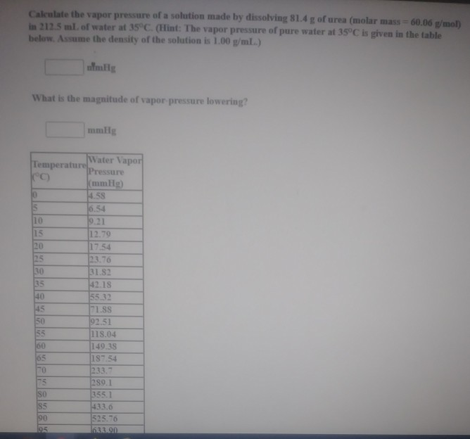 Solved Calculate The Vapor Pressure Of A Solution Made By | Chegg.com