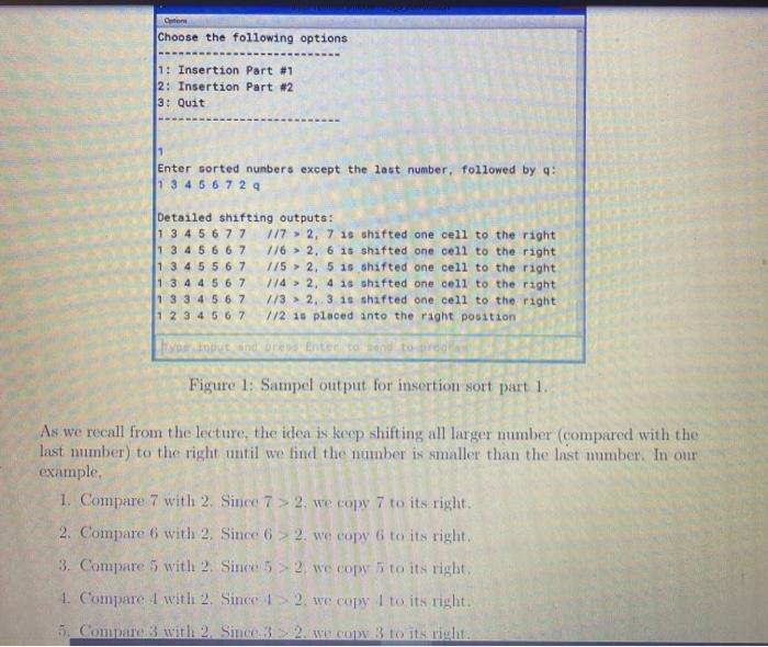 Solved 1 Description of the Program The insertion sort was | Chegg.com