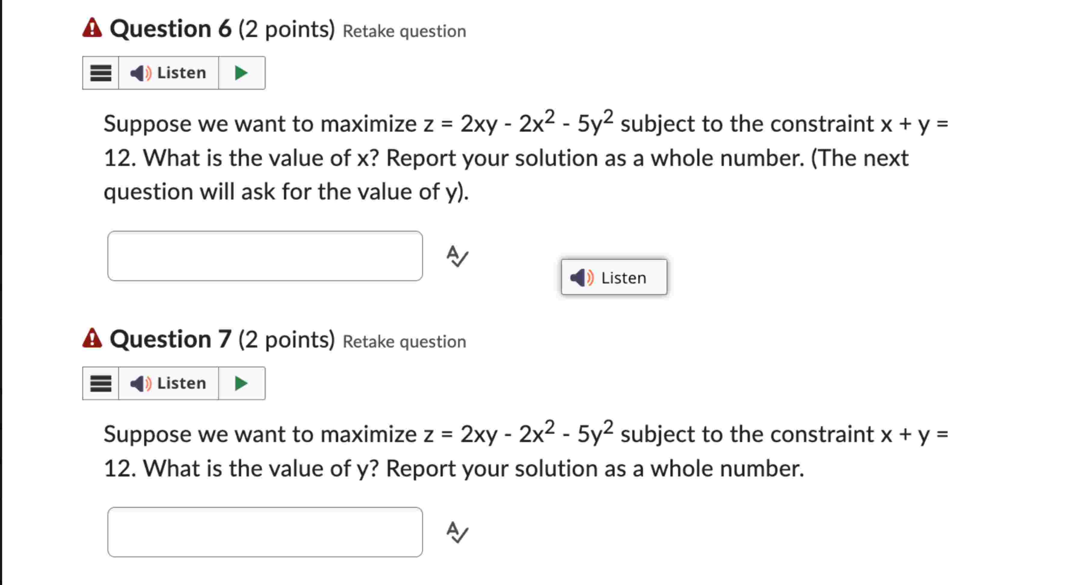 Solved Suppose we want to maximize z=2xy-2x^(2)-5y^(2) | Chegg.com