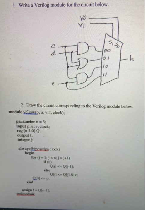 Solved 1. Write A Verilog Module For The Circuit Below. YO V | Chegg.com