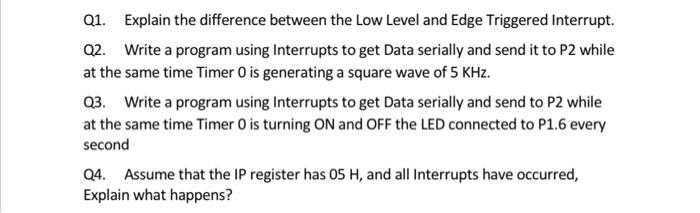Solved Q1. Explain the difference between the Low Level and | Chegg.com