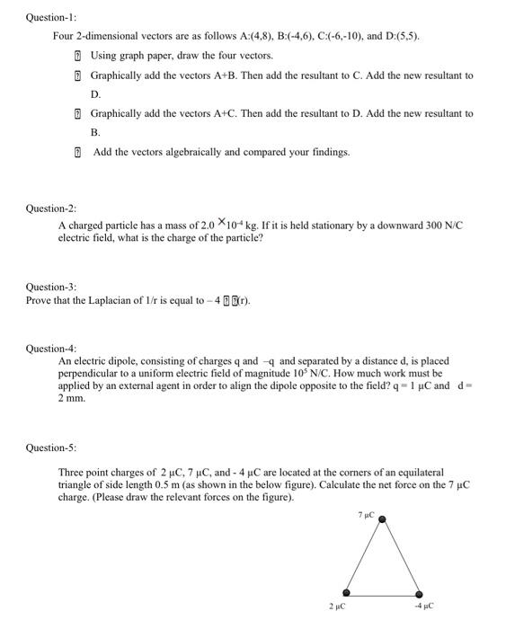 Solved Question 1 Four 2 Dimensional Vectors Are As Follows 3375