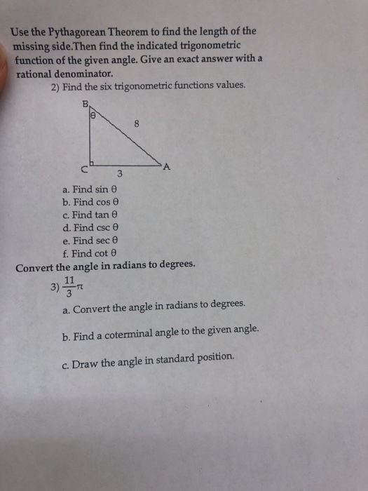 Solved Use the Pythagorean Theorem to find the length of the | Chegg.com