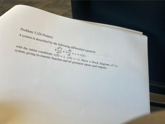 Solved Problem 3 (20 Points): A system is described by the | Chegg.com