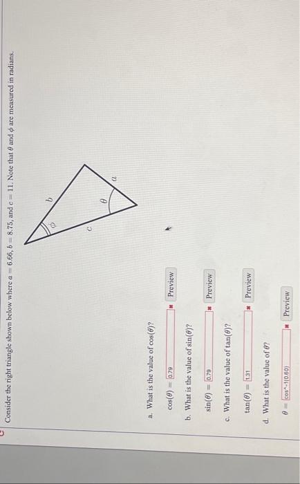 Consider the right triangle shown below where | Chegg.com