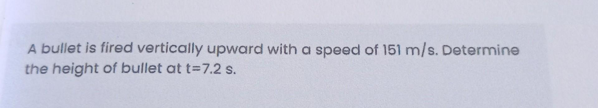 Solved A Bullet Is Fired Vertically Upward With A Speed Of | Chegg.com