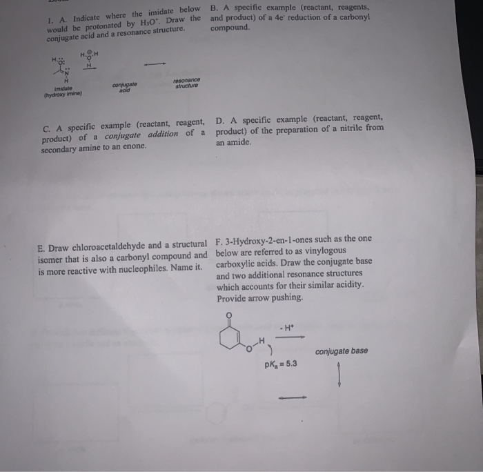 Solved B. A specific example (reactant, reagents, would be | Chegg.com image.