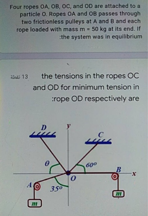 Solved Four ropes OA, OB, OC, and OD are attached to a | Chegg.com