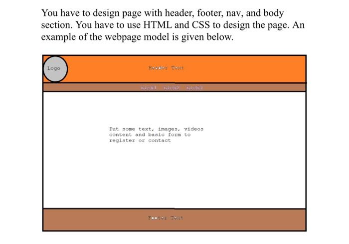Solved You have to design page with header, footer, nav, and | Chegg.com