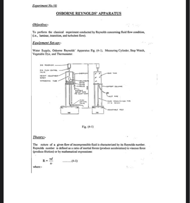 osborne reynolds experiment lab report