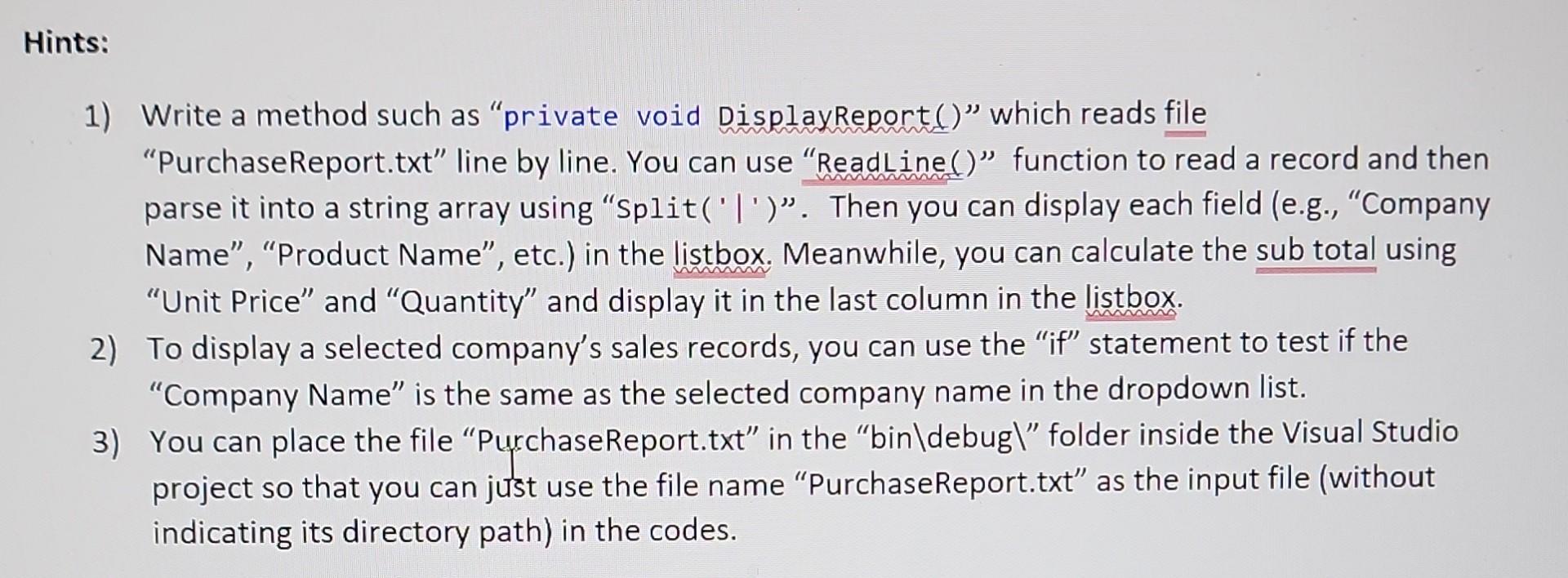 Solved 1. Instruction: Develop a sales report application as | Chegg.com