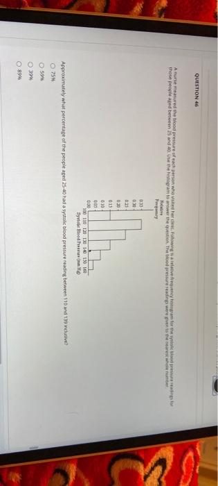 Solved Question 46 Anurse Measured The Blood Pressure Of Chegg Com