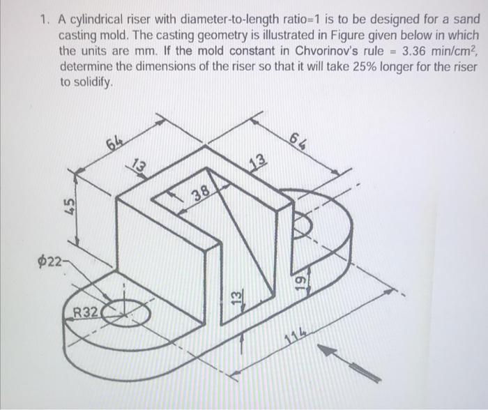 Solved 1. A cylindrical riser with diameter-to-length | Chegg.com