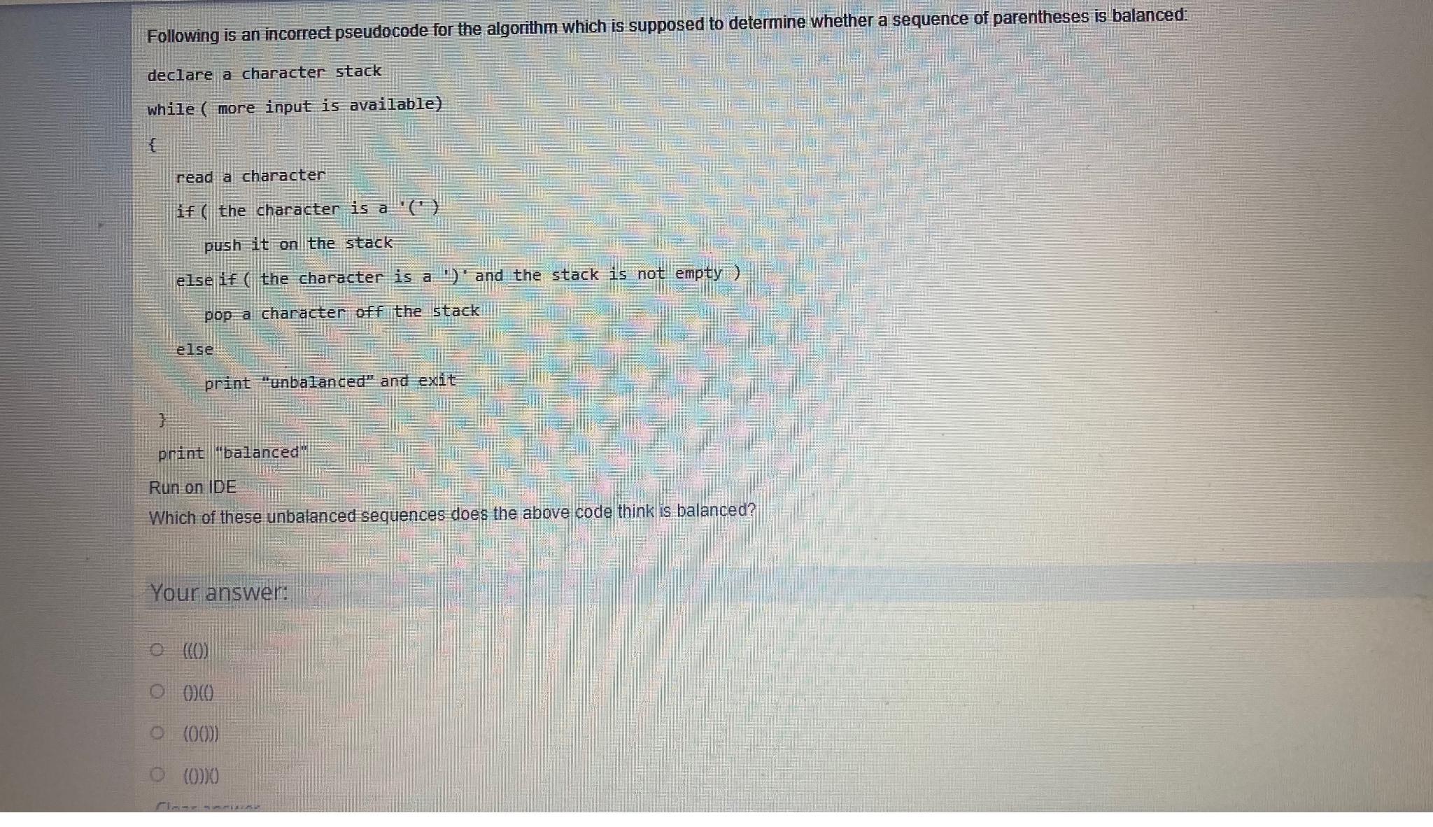 Solved Following is an incorrect pseudocode for the | Chegg.com