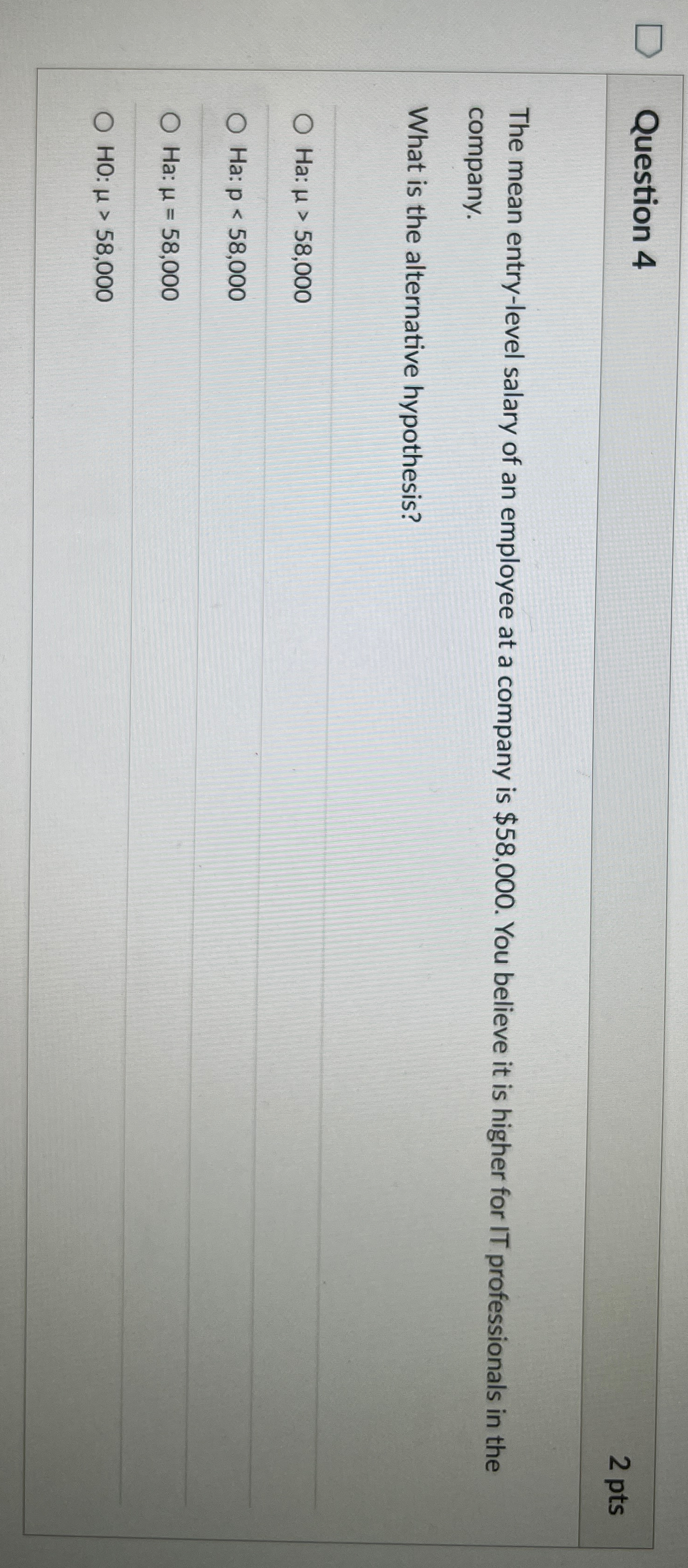 Solved Question 42 ﻿ptsThe mean entry-level salary of an | Chegg.com