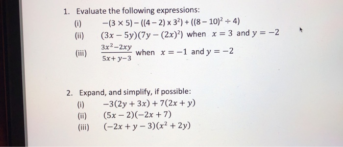 Solved 1 Evaluate The Following Expressions I 3 X 5 Chegg Com