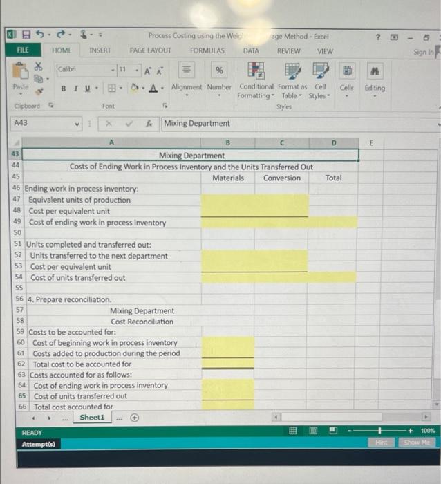 Solved Process Costing using the Weighted-Average Method 1. | Chegg.com