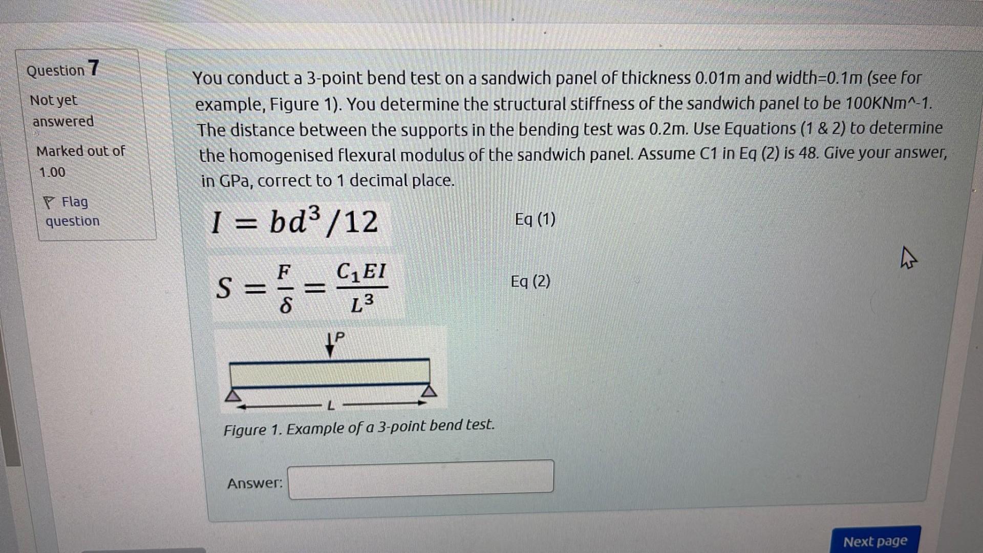 Solved Figure 1. Example of a 3point bend test. Answer