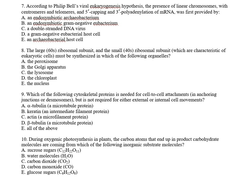 Solved 7. According To Philip Bell's Viral Eukaryogenesis 