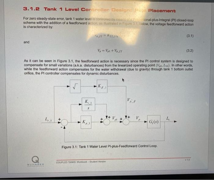 Solved 1. Analyze tank 1 water level closed loop system at Chegg