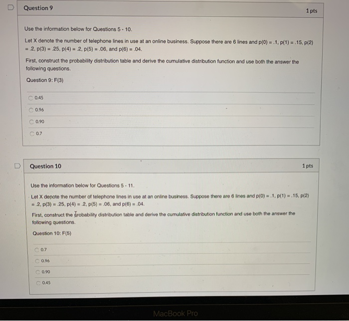 Solved Question 9 1 pts Use the information below for | Chegg.com