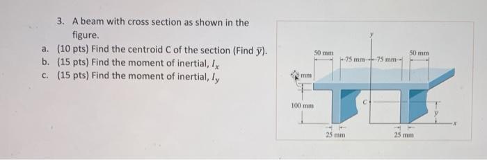Solved 3. A beam with cross section as shown in the figure. | Chegg.com