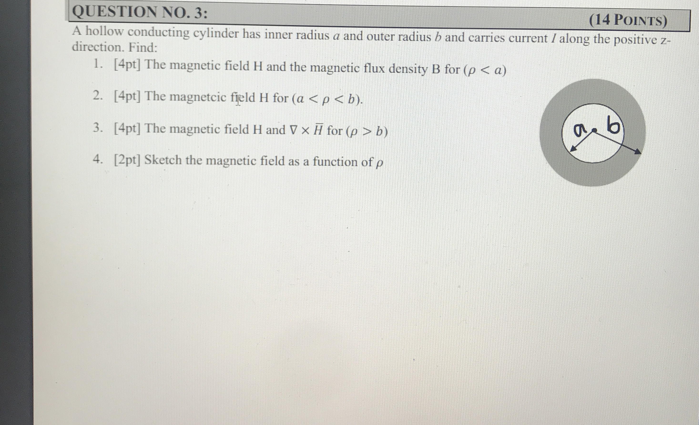 Solved QUESTION NO. 3:(14 ﻿POINTS)A hollow conducting | Chegg.com