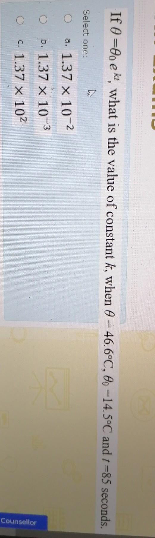 If O Do E Kt What Is The Value Of Constant K When 0 Chegg Com