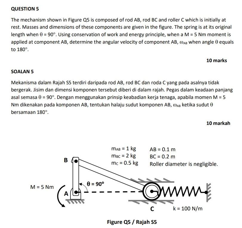 Solved QUESTION 5 The mechanism shown in Figure Q5 is | Chegg.com