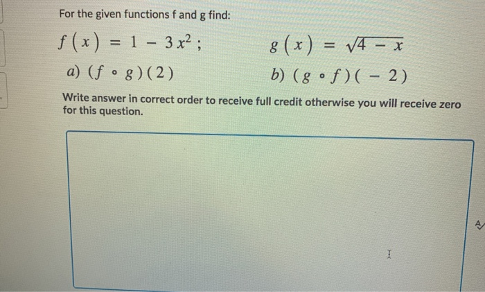 Solved For the given functions f and g find: f(x) = 1 – 3 x2 | Chegg.com