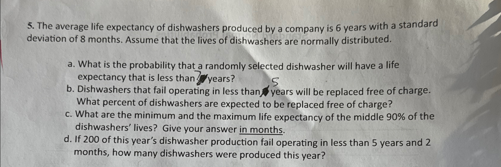 Solved The average life expectancy of dishwashers produced