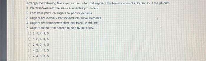 Solved Arrange the following five events in an order that | Chegg.com
