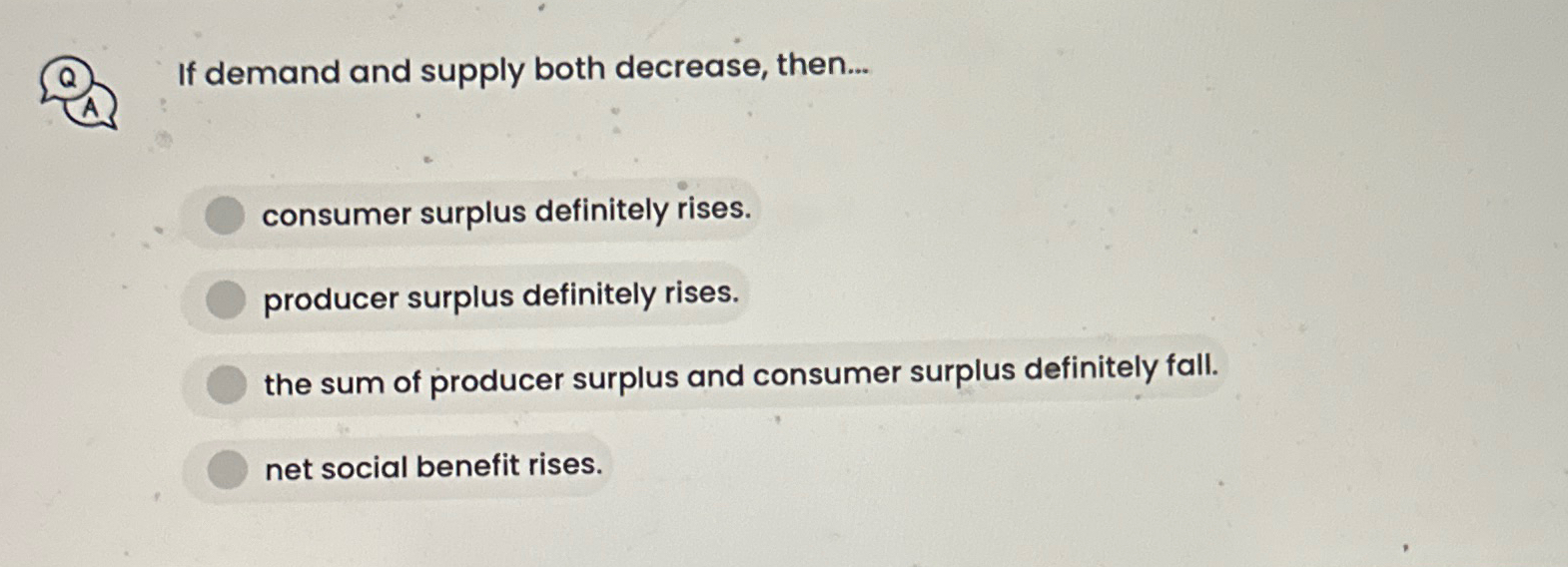 Solved If demand and supply both decrease, then...consumer | Chegg.com