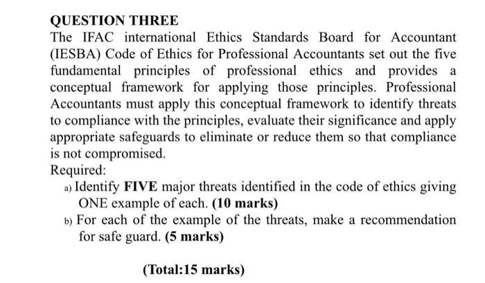 Solved QUESTION THREE The IFAC international Ethics | Chegg.com