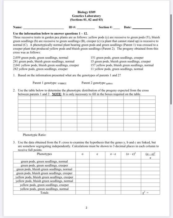 Solved Please complete genotypes for Parent 1 and Parent 2, | Chegg.com