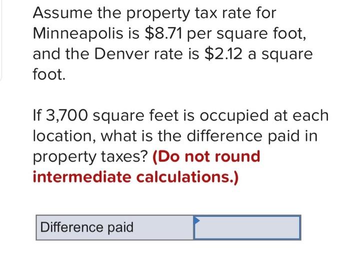 Solved Assume the property tax rate for Minneapolis is 8.71