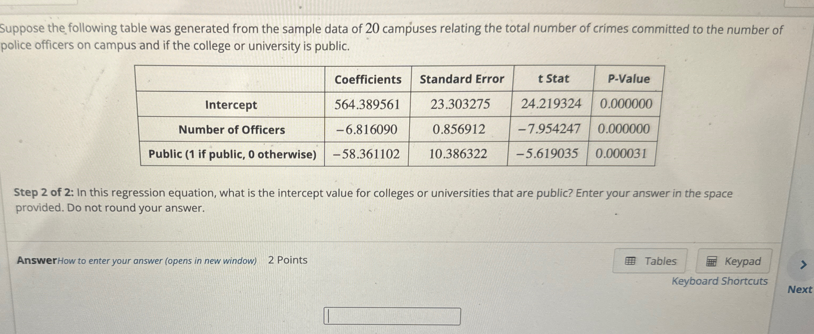 Solved Suppose the following table was generated from the | Chegg.com