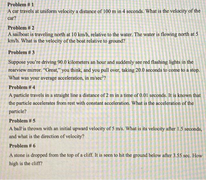 Solved Problem #1 A car travels at uniform velocity a | Chegg.com