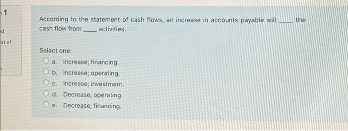 Solved 1 the According to the statement of cash flows, an | Chegg.com