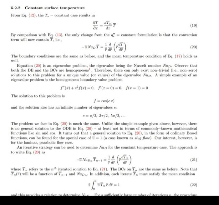 5.2.2 Constant surface temperature From Eq. (12), the | Chegg.com