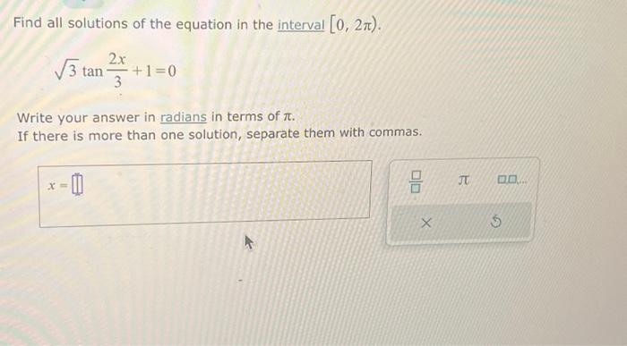 Solved Find all solutions of the equation in the interval | Chegg.com