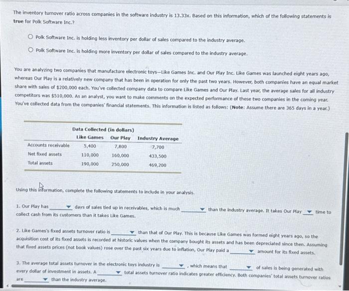 Asset management ratios Asset management ratios are
