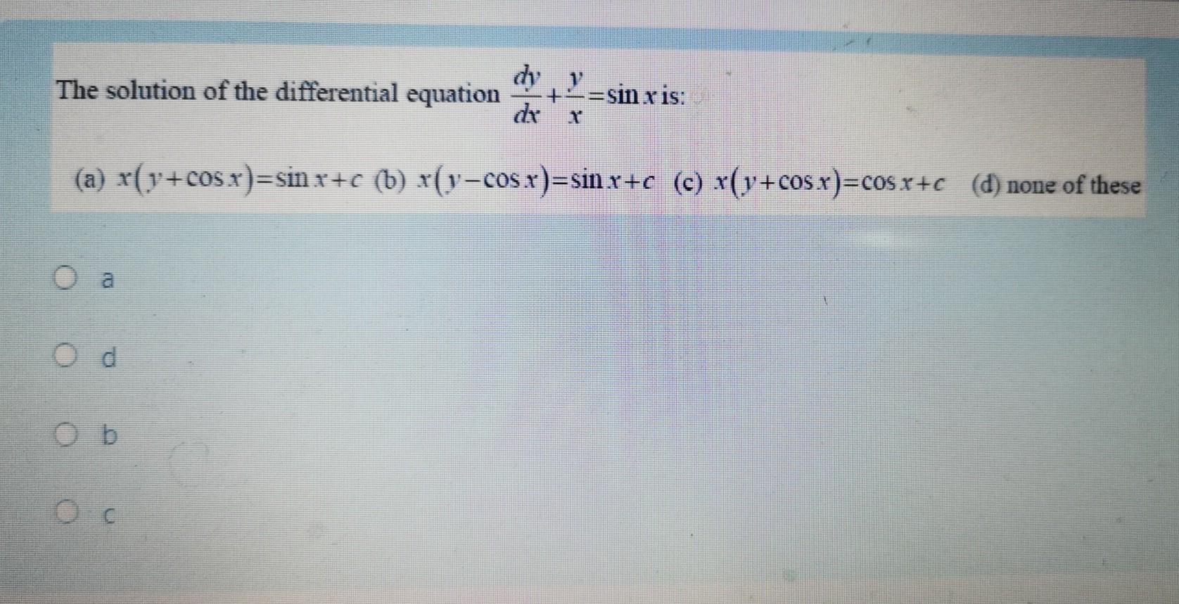Solved ch The solution of the differential equation +=sin | Chegg.com