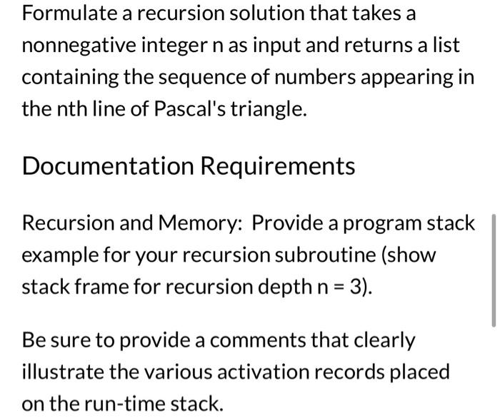 Formulate a recursion solution that takes a nonnegative integer \( \mathrm{n} \) as input and returns a list containing the s